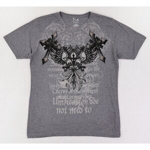 The Raw Uncut Shirt Grunge AOP Skater Wings Loyal Graphic‎ Gray Vintage Y2K